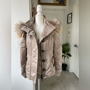 BURBERRY fur hood jacket coat Brit size 4 small